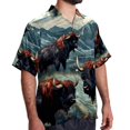 thumbnail image 2 of Yak Men's Casual Printed Hawaiian Poplin Button Down Short Sleeve Beach Shirt Unisex, 2 of 6