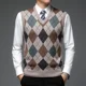 thumbnail image 1 of ¡5 colores! Suéter de punto sin mangas con cuello en V y chaleco de lana para hombre, otoño e invierno 2023, chaleco con estampado de cuadros, 1 of 5