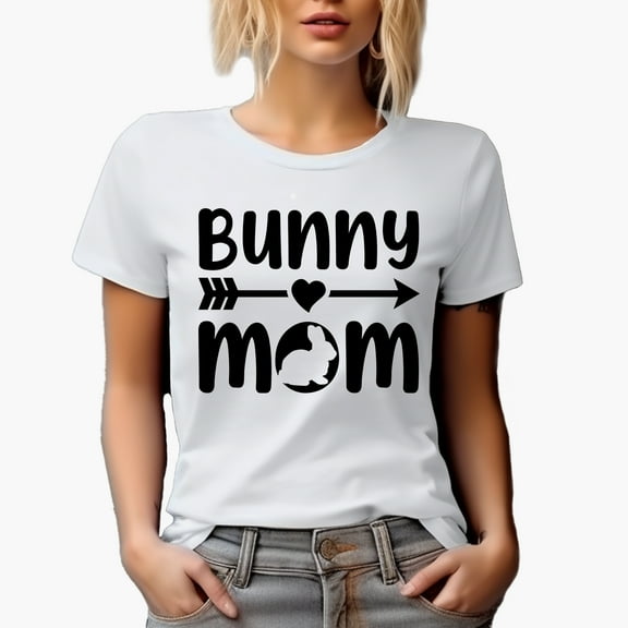 Bunny Mom, Easter Day or Sunday, White T-Shirt, Small