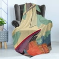 thumbnail image 4 of Airport Soft Flannel Fleece Throw Blanket, Colorful Grunge Vintage Design Illustration of Air Cargo Plane and Containers, Cozy Plush for Indoor and Outdoor Use, 70" x 90", Multicolor, by Ambesonne, 4 of 5