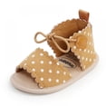 thumbnail image 3 of Magazine Baby Girls Sandals Summer Soft Sole Flat breathable Princess Shoes Polka-dot Lace-up Non-slip First Walkers 0-24M, 3 of 7
