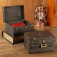 thumbnail image 4 of Wooden Treasure Chest Case Trinket Box, Vintage Wooden Jewelry Storage Box Handmade Grey  For Tabletop, 4 of 8