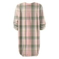 thumbnail image 5 of Women's Casual Dress Long Sleeve Round Neck Plush Flannel Plaid Print Loose Fit Winter Dress for Holiday Season,Light pink,S, 5 of 7