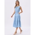 thumbnail image 3 of DARING DIVA Sleeveless Crewneck Tiered Casual Midi Dress Large Sky Blue, 3 of 7