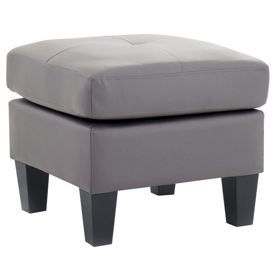 Glory Furniture Newbury Faux Leather Ottoman in Gray