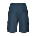 thumbnail image 5 of Penkiiy Mens Shorts Men Casual Button Zipper Shorts Solid Knee Length Cargo Shorts With Pocket Straight Button Zipper Shorts Navy Short, 5 of 6