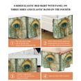 thumbnail image 6 of Teal Peacock Feathers Wrap Around Bed Skirts for King Bed 18" Drop,Bed Skirt with Adjustable Elastic Belt Dust Ruffle Bed Valance for Bedroom Hotel Retro Abstract Art Watercolor Bed Frame Cover, 6 of 7