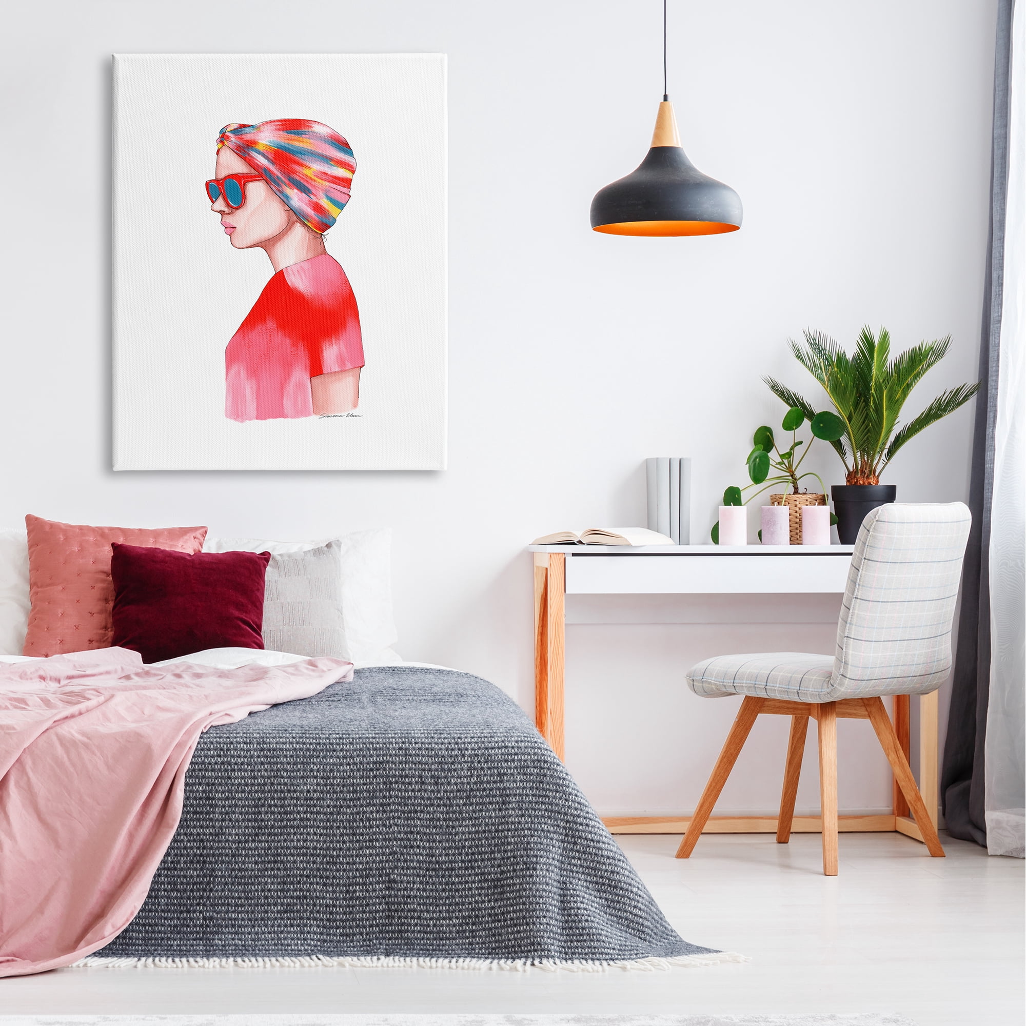 Stupell Industries Woman in Red Headwrap Beauty & Fashion Painting Gallery Wrapped Canvas Print Wall Art, 36 x 48