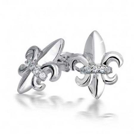 Cz Fleur De Lis Sterling Silver Stud Earrings Cz Fleur De Lis Sterling Silver Stud Earrings