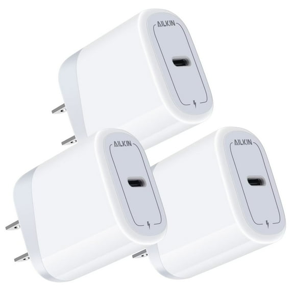 USB C Charger,USB C Wall Charger Block,3PCS AILKIN PD 20W Type C Block Charger Fast Charging Charger Plug Power Adapter USB C Brick Cube for Android Fast Charging
