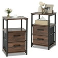 thumbnail image 1 of Gymax Table de Chevet 2 Pcs Table d'Appoint de Chevet avec 2 Tiroirs en Tissu et Tablette de Rangement, 1 of 9