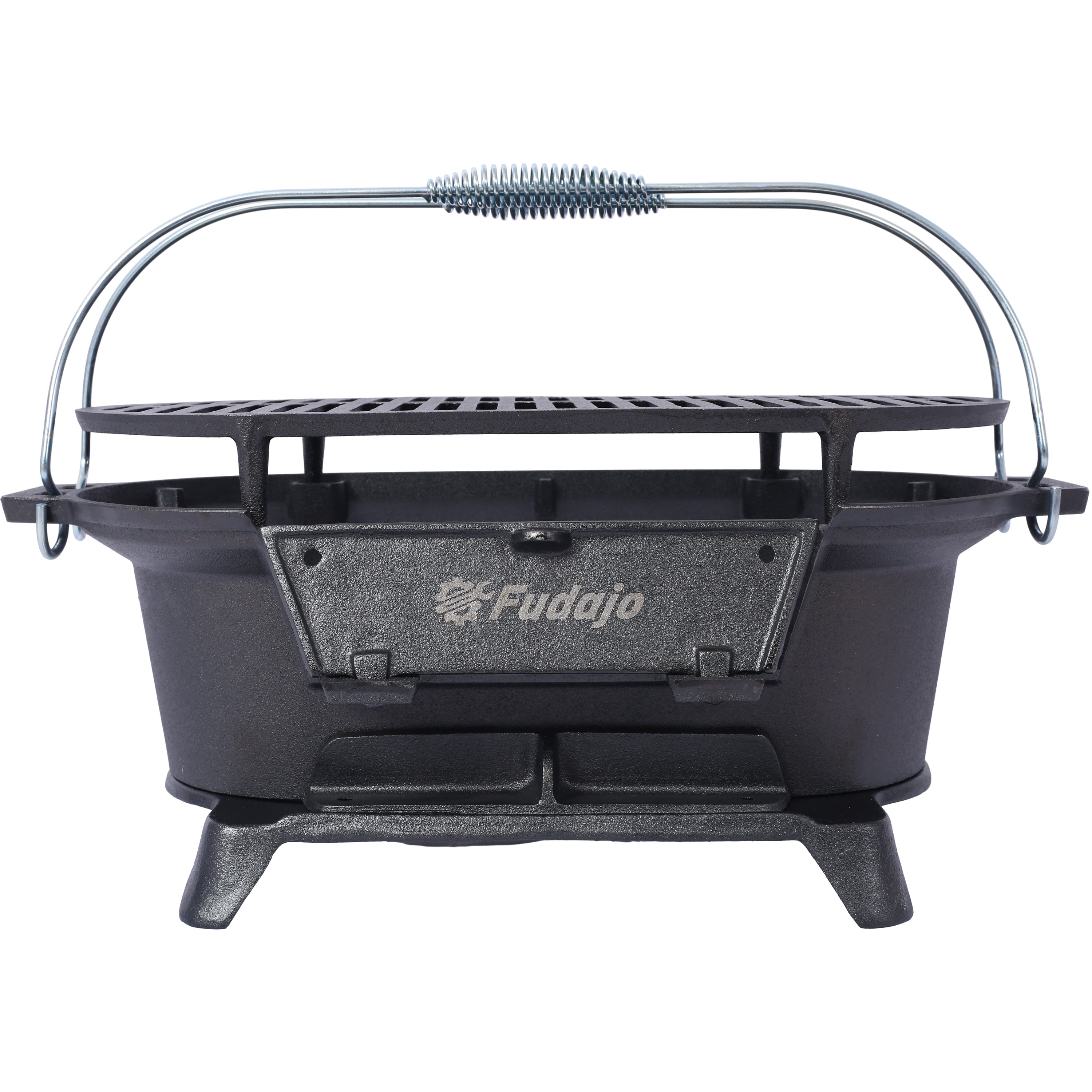 WRXELAN Cast Iron Hibachi Grill – Portable Charcoal BBQ for Outdoor Cooking, Durable Tabletop Skillet, Compact Camping Charcoal Cooker for Tailgating, Picnics & Hunting (Oval)