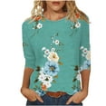 thumbnail image 3 of VBTAPA 3/4 Length Sleeve Shirts for Women Fashion 2025 Boho Summer Blouses Casual Loose Crewneck Tee Tops Sales of Today Multicolor XXXL, 3 of 6