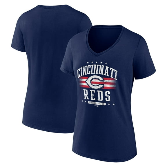 Women's Navy Cincinnati Reds Americana Team V-Neck T-Shirt