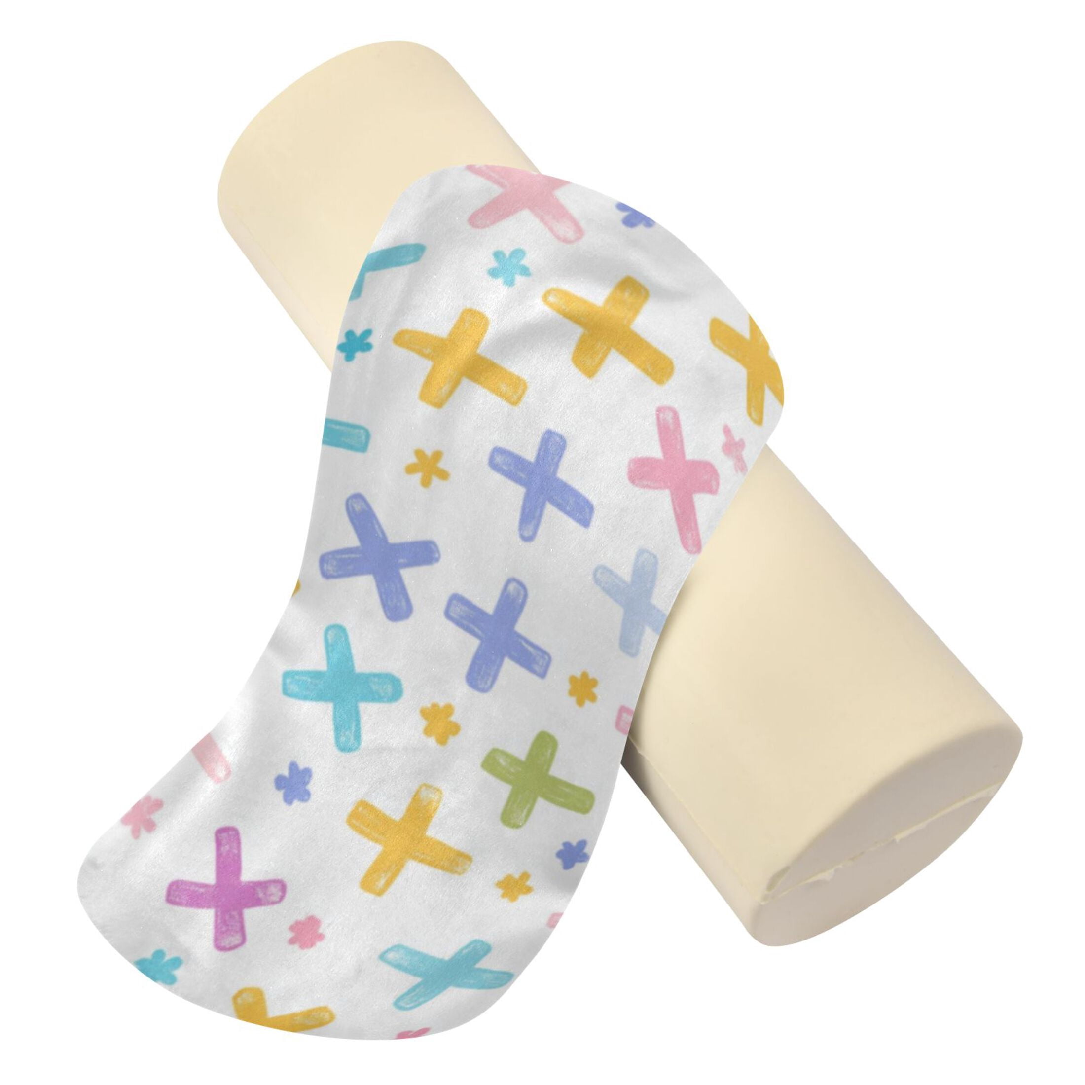 Neck pillow Round Cervical Pillow Cylindrical Pillow Lumbar Pillow Sofa Headrest Pillow Support For the Back, Neck and Head Cartoon Color Cross
