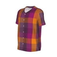 thumbnail image 2 of Balery Purple Yellow Buffalo Plaid Baseball Jersey for Men Casual Button Down Shirts Short Sleeve Active Team Sports Uniform-X-Large, 2 of 9