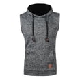 thumbnail image 2 of Raenseen Men Workout Hooded Hoodies Sleeveless Gym Workout Tank Tops with Pocket Bodybuilding Muscle Dark Gray XL, 2 of 7