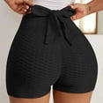 thumbnail image 2 of YYDGH Butt Lifting Yoga Shorts for Women Back Bow Tie High Waist Hot Pants Textured Sports Gym Running Beach Shorts Black M, 2 of 6