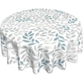 thumbnail image 1 of Grey Teal Leaf Tablecloth Round 60 Inch Rustic Spring Summer Watercolor Leaves Table Cloth Waterproof Fabric Farmhouse Decorations for Home Kitchen Dining, 1 of 6