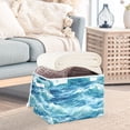 thumbnail image 3 of Yayeee Collapsible Cube Storage Bin with Lid Fabric Closet Decorative Basket with Handles, Green Watercolor Ocean Waves, 3 of 7