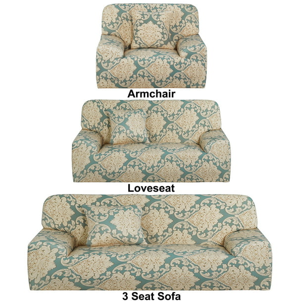 3pcs Sofa Cover Set For Loveseat Arm Chair Couch Slipcover Furniture Protector Gray Blue Com - Loveseat And Couch Cover Set