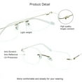 thumbnail image 2 of VisionGlobal Metal Readers for men/women Blue Light Blocking,Hand-set Diamond Fashion Square Glasses (White Clear, +2.50 Magnification), 2 of 5