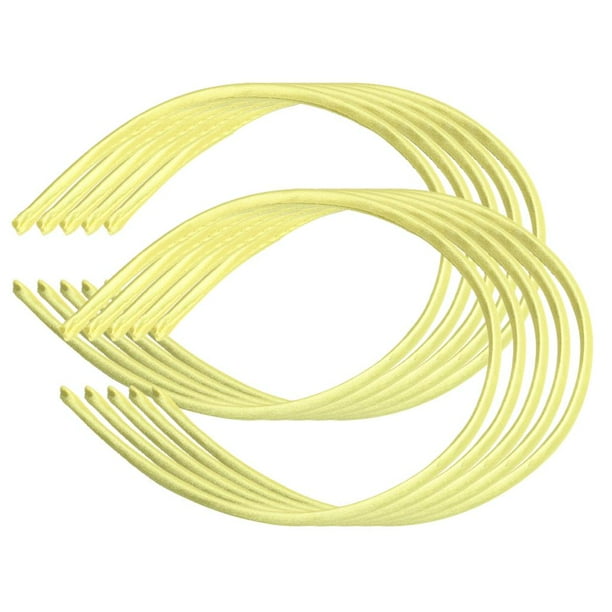 10 diademas de plástico con cubierta de algodón de 0,4 pulgadas para peluquería. Amarillo