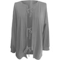 thumbnail image 5 of Lixiuxyad Womens Open Front Cardigan Women's Casual Loose Long Sleeve Solid Color Drawstring Belted Knit Cardigan Sweater Comfortable Stylish Outerwear,Gray, 5 of 5