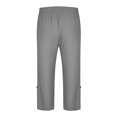 thumbnail image 5 of Njoeus Cropped Pants Mens Capri Pants Men Solid Casual Elastic Waistband Pocket Cotton Linen Panel Trousers Pants Free Assembly Men's Pants On Clearance, 5 of 7