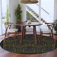 thumbnail image 3 of Vintage Navy Blue Roses Round Area Rug 6Ft Washable Circle Rugs for Bathroom Office, Abstract Art Floral Green Leaves Non-Slip Carpet Floor Mats Indoor Outdoor Carpet Runner Aesthetic Home Decor, 3 of 8