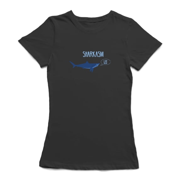 "Sharkasm" Text Shark Graphic Saying "I Love Salad" Women's T-shirt