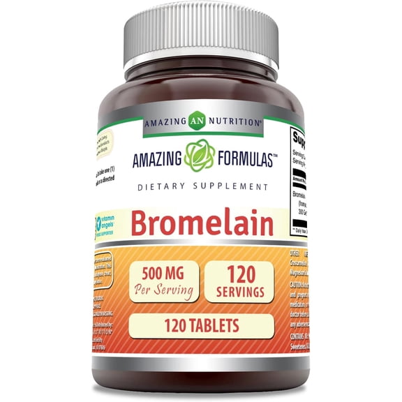 Amazing Formulas Bromelain 500 Mg Per Serving 120 Dietary Enzyme Tablets Supplement | Non-GMO | Gluten Free