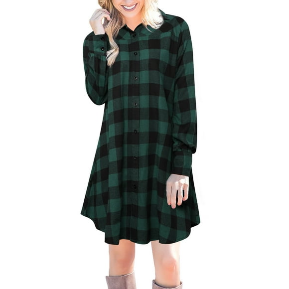 Cool Long Sleeve Plaids Ladies Loose Women Shirt Daily Buttons Autumn Fashion