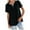 Black, variant on Jacenvly 2024 new plus size womens clothes Leisure Women Fashion Solid Color Button T-shirt Tops Short Sleeve Loose Blouse breathable v neck t shirts t-shirts womens summer Black