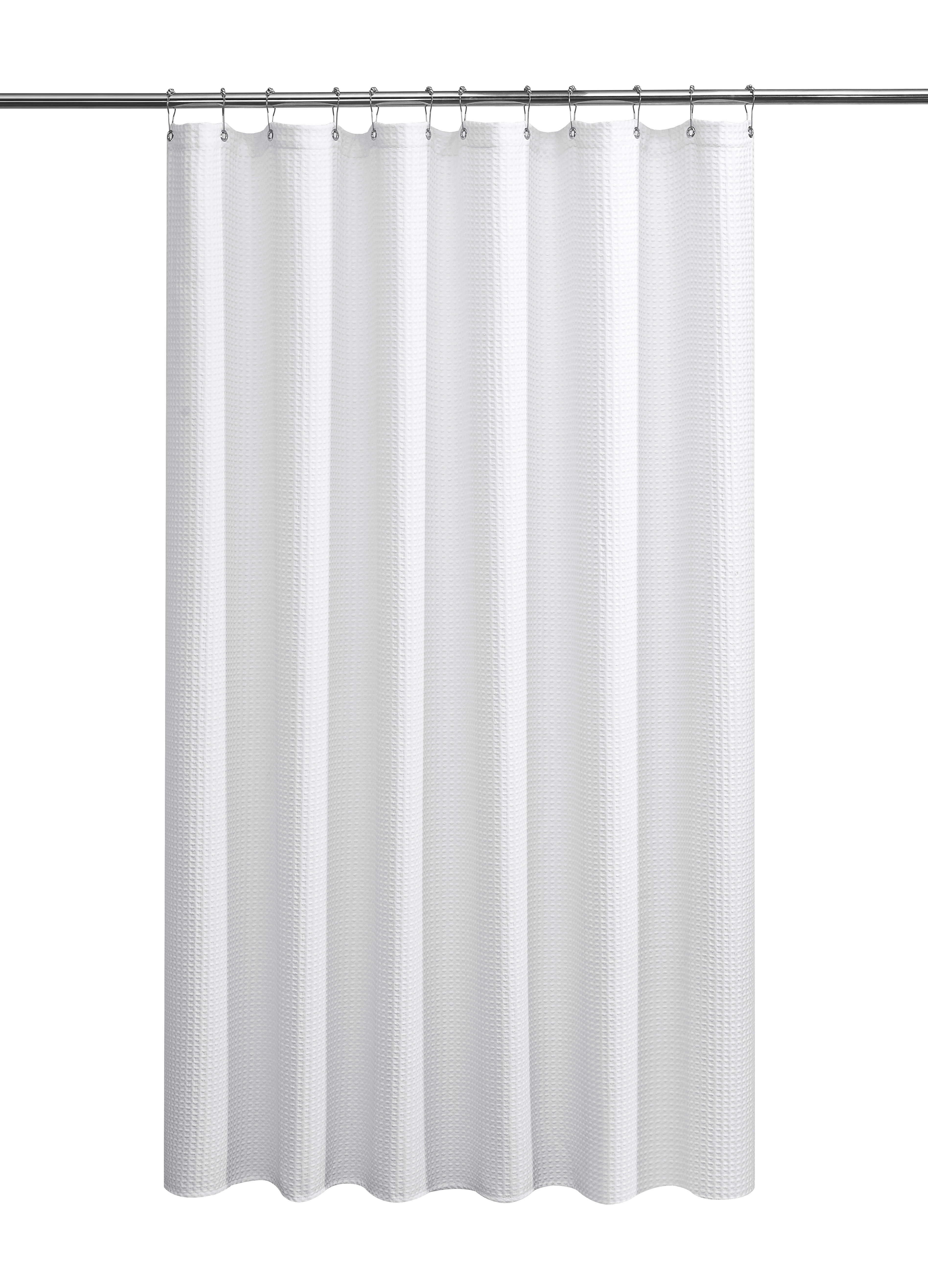 Better Homes & Gardens Solid Waffle 72" x 72" Fabric Shower Curtain, White