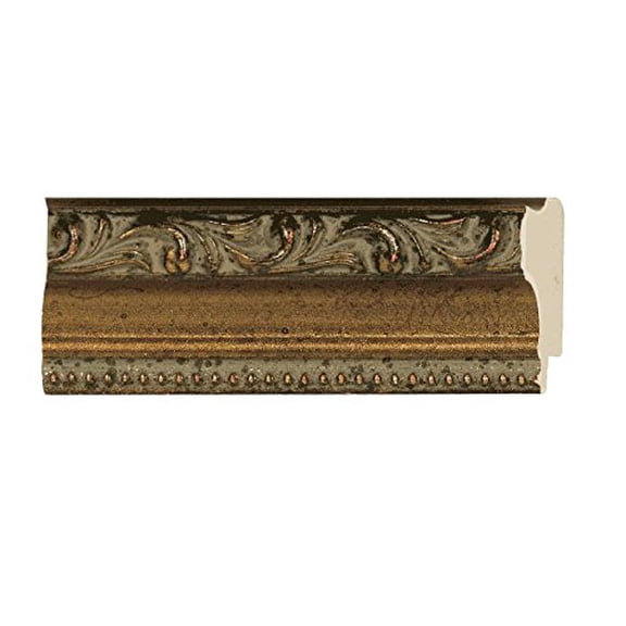 Picture Frame Moulding (Wood) 18Ft Bundle - Ornate Antique Gold Finish - 1.25" Width - 3/8" Rabbet
