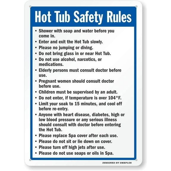 Hot Tub Safety Rules Sign Metal Size: 8 x 12 inch
