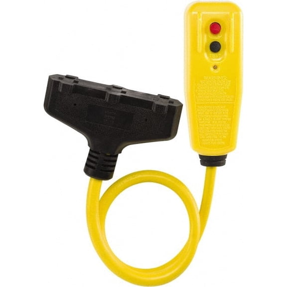 3 Outlets, 125 Volt, 15 Amp, Yellow, GFCI Plug and Triple Tap