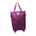thumbnail image 2 of Bolsa de lona con ruedas, bolso de mano, bolsa de viaje, bolsa de ropa, bolsa de lona plegable expandible para mujeres, hombres, deportes, fin de semana rojo púrpura, 2 of 9