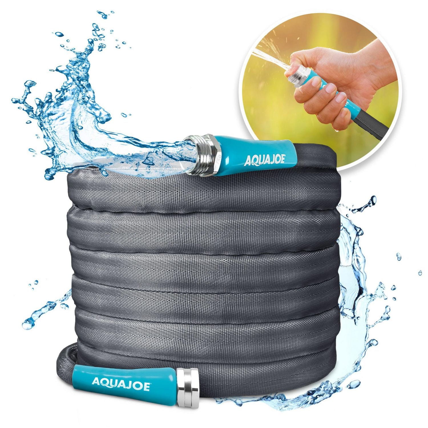 Tuyau de jardin Aqua Joe FiberJacket Ultra-flexible, non extensible, sans torsion