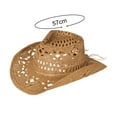 thumbnail image 6 of Joernso Straw Hat Ventilated Hollow Round Collapsible Western Cowboy Beach Hat Photo Props, 6 of 8