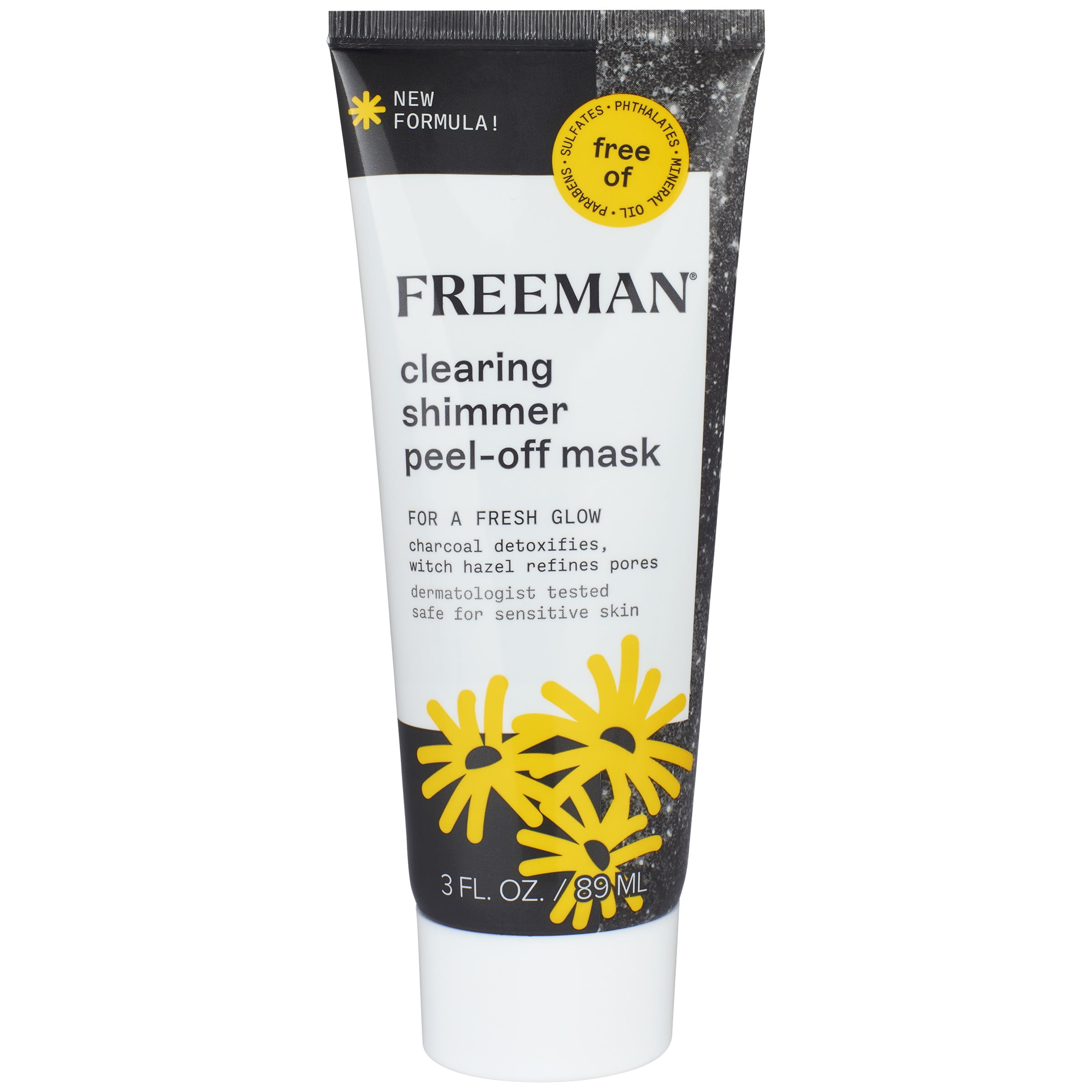 Freeman Clearing Shimmer Charcoal & Witch Hazel Peel-off Facial Mask, 3 fl. oz./89 ml Tube
