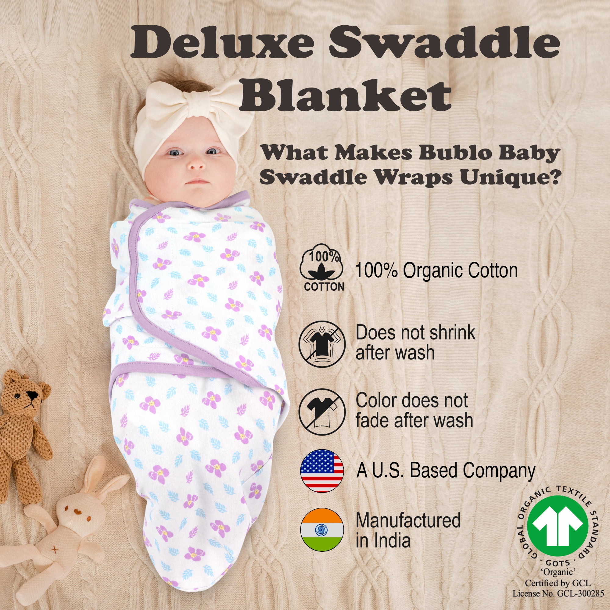 Bublo Baby Swaddles for Newborns 0–3 Months, Organic Cotton Baby Swaddle Blanket, Infant Swaddle Sack, Baby Swaddles 0–3 Months, Newborn Sleep Sacks, Baby Blanket Sleep Sack for Baby Boys & Girls