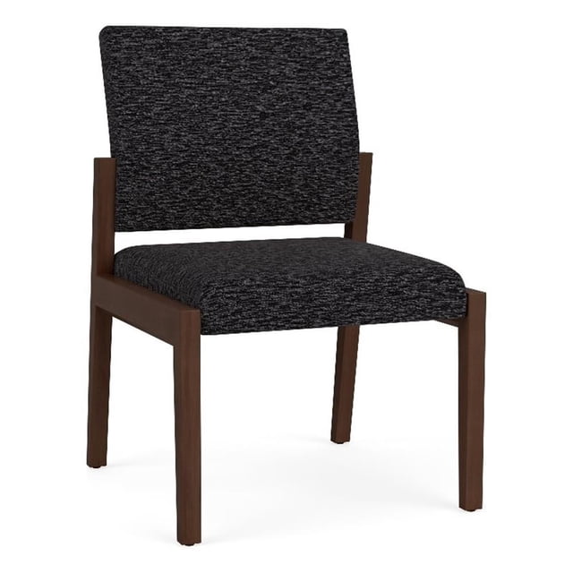 Pemberly Row Waiting Reception Armless Guest Chair Wood Frame in Black
