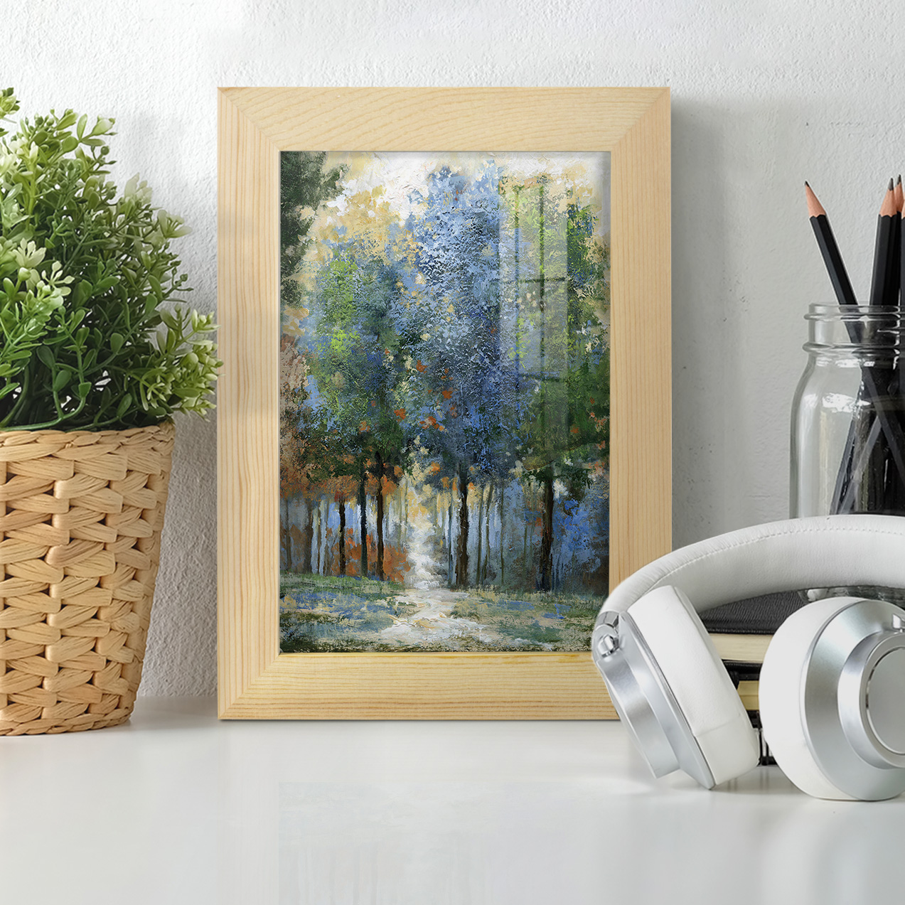 Afternoon Light -Framed Print w/glass-Natural Wood