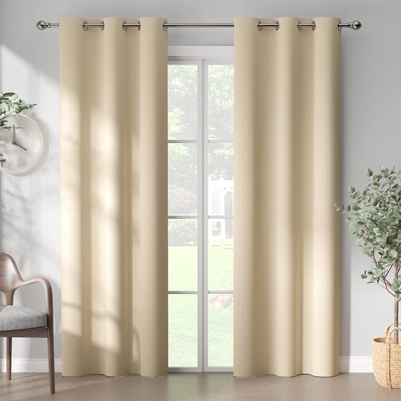 Curtainking Rideaux Occultants Beiges 2 Panneaux Rideaux à Oeillets Isolés Thermiquement pour Salon, 40x72 Pouces,