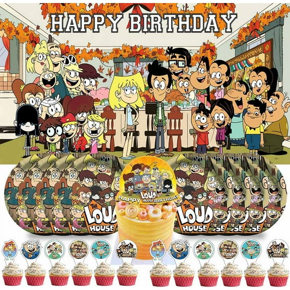 Loud House Party Supplies Birthday Decorations Plates Banner Kids Cake Toppers Set Decor