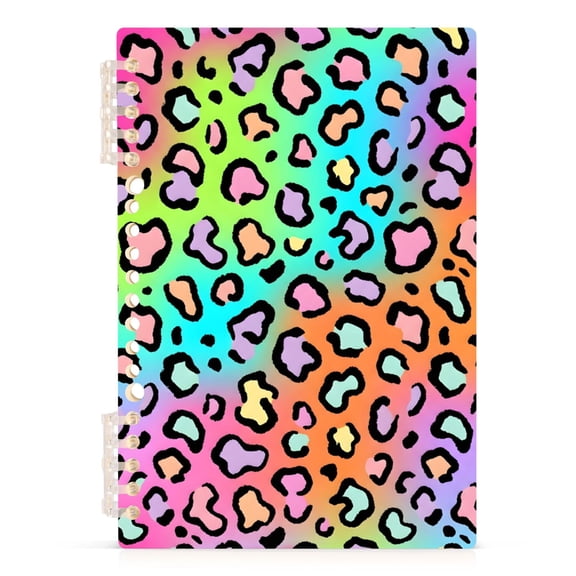 Spiral Journal Notebook Seven-color Leopard Print A5 Lined Hardcover PP Material with 60 Pages Paper College Ruled Notebook for Work Note Taking Writing 5.7x8.3 Inch