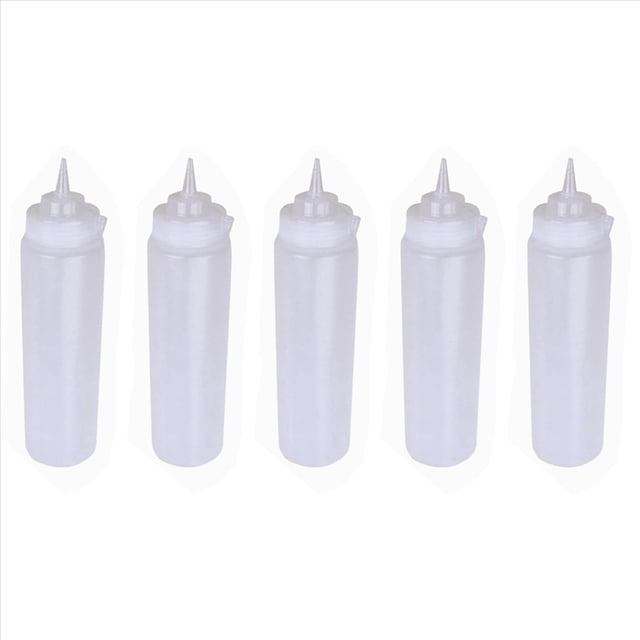 5X Dispensador de Botella de Compresión de Salsa de Plástico Transparente de 250 Ml con Tapa