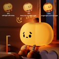 Pumpkin Night Light,LED Pumpkin Decor Silicone Rechargeable Night Lamp